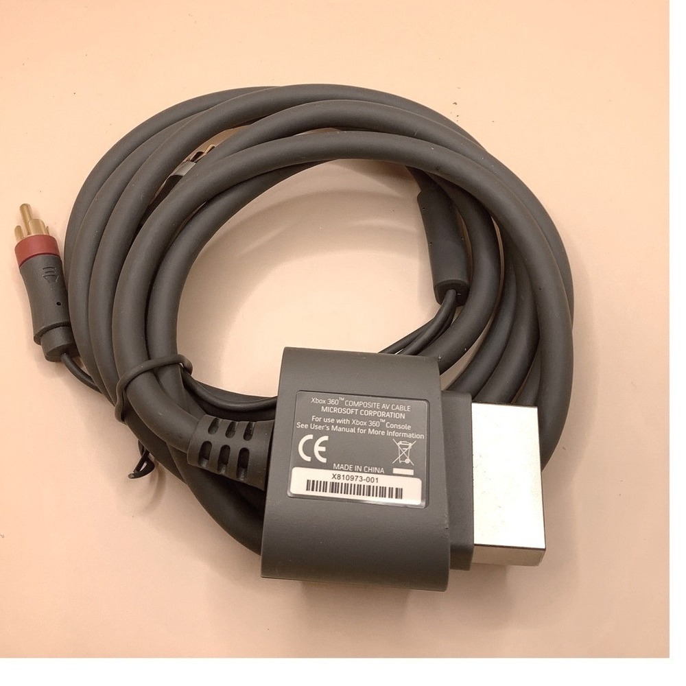 Genuine Microsoft‎ Xbox 360 Composite AV Cable X810973-001 RCA Gold Plated Gray